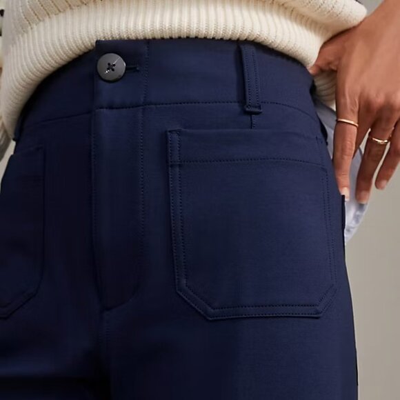 Anthropologie The Colette Ponte Crop Wide-Leg Pants by Maeve 34 navy blue new - Picture 3 of 5